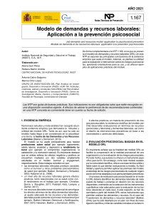 Modelo de demandas y recursos laborales: Aplicaci&oacute;n a la prevenci&oacute;n psicosocial