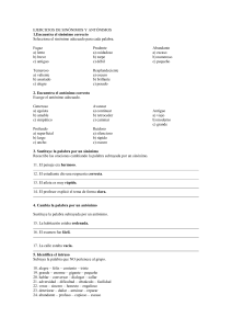 Ejercicios de Sin&oacute;nimos y Ant&oacute;nimos
