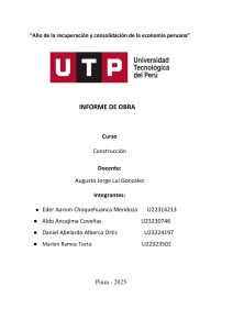 Informe de Obra: Obras Provisionales, Preliminares y Concreto