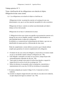 Trabajo pr&aacute;ctico 3: Clasificaci&oacute;n de obligaciones - Dar cosas ciertas