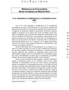 Desarrollo temprano de la conciencia en el ni&ntilde;o Melanie Klein