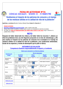 Ficha de Actividad 31: Consumo y Residuos S&oacute;lidos 5to Grado