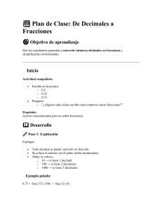 Plan de Clase: Convertir Decimales a Fracciones