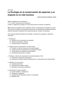 Esquema: Ecolog&iacute;a en conservaci&oacute;n de especies y vida humana
