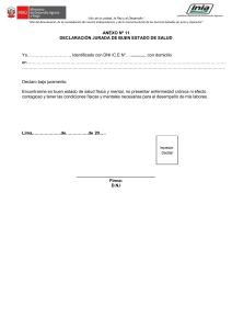 Declaraci&oacute;n Jurada de Buen Estado de Salud - Anexo 11 INIA