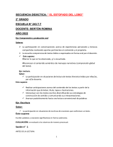 Secuencia Did&aacute;ctica: El Estofado del Lobo para 2&deg; Grado