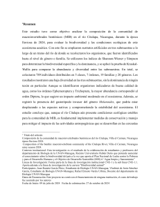 Composici&oacute;n de macroinvertebrados bent&oacute;nicos en r&iacute;o Citalapa, Nicaragua (2024)