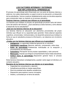 Factores internos y externos que influyen en el aprendizaje