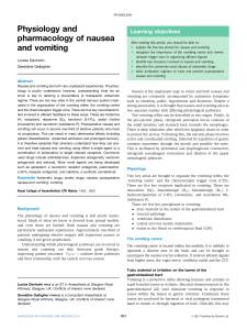 Physiology and Pharmacology of Nausea and Vomiting