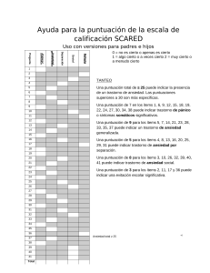 Gu&iacute;a de puntuaci&oacute;n de la escala SCARED para ansiedad en ni&ntilde;os