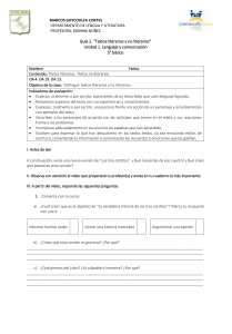 Gu&iacute;a 5to B&aacute;sico: Textos literarios y no literarios