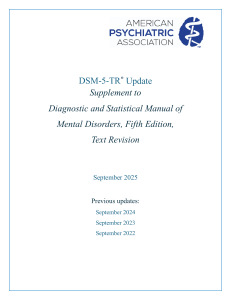 DSM-5-TR Update September 2025 Supplement