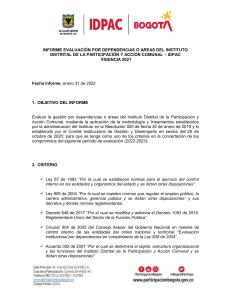 Informe de Evaluaci&oacute;n por Dependencias IDPAC 2021