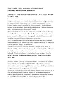 Fundamentos de Fisiolog&iacute;a del Deporte: Lactato y Metabolismo