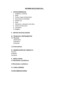Plantilla Informe Psicol&oacute;gico - Evaluaci&oacute;n Conductual y Resultados