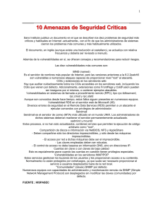 10 Amenazas de Seguridad Cr&iacute;ticas