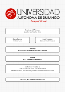 Lesi&oacute;n Medular: Complicaciones, Prevenci&oacute;n, Control