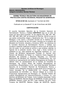 Norma T&eacute;cnica Nicarag&uuml;ense de Protecci&oacute;n Contra Incendios Requisitos Generales