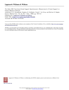 Duke-UNC Functional Social Support Questionnaire: Family Medicine Patients