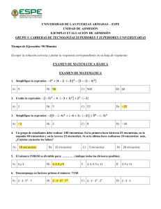 Ejemplo de Examen de Admisi&oacute;n de Matem&aacute;tica B&aacute;sica - ESPE