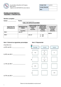 Prueba de Matem&aacute;tica: Razones y Porcentaje para Sexto B&aacute;sico