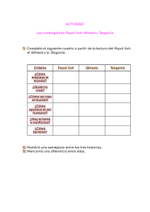 Actividad Comparativa: Cosmogon&iacute;as Popol Vuh, G&eacute;nesis, Teogon&iacute;a