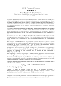 Actividad 5: Evaporaci&oacute;n de lodos en PTAS - Fen&oacute;menos de Transporte