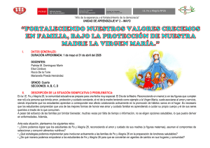 Unidad de Aprendizaje 4&ordm; Grado: Valores Familiares y H&aacute;bitos Saludables (Mayo 2026)