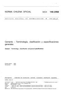 Norma Chilena Oficial NCh 148.Of68: Cemento - Terminolog&iacute;a y Especificaciones