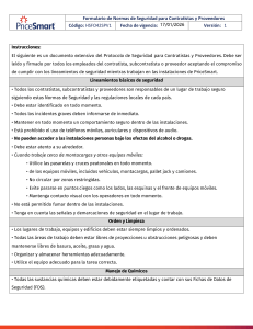 Normas de Seguridad para Contratistas y Proveedores de PriceSmart