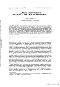 Luria's Approach to Neuropsychological Assessment