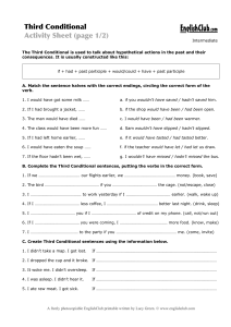 Third Conditional Activity Sheet
