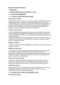 Especificaciones T&eacute;cnicas de Reservorio y Planta de Tratamiento