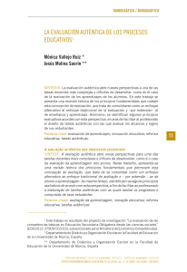 Evaluaci&oacute;n aut&eacute;ntica en procesos educativos: principios y dise&ntilde;o