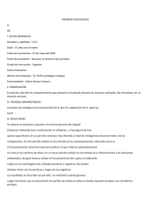 Informe Psicol&oacute;gico: Evaluaci&oacute;n de Inteligencia Emocional