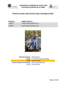 Informe de pr&aacute;ctica de campo: Geolog&iacute;a de la Sierra de San Carlos-Cruillas, Tamaulipas