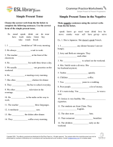 Grammar Practice Worksheets: Simple Present & Present Progressive