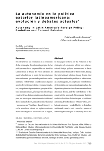 Autonom&iacute;a en la pol&iacute;tica exterior latinoamericana: evoluci&oacute;n y debates