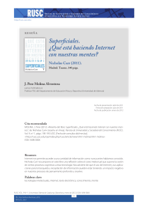 Rese&ntilde;a de 'Superficiales' de Nicholas Carr sobre el impacto de Internet