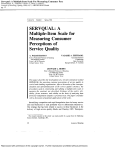 SERVQUAL: Measuring Consumer Perceptions of Service Quality