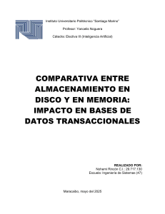 Comparativa Almacenamiento Disco vs Memoria: Impacto en Bases de Datos Transaccionales