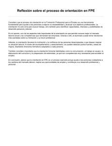 Reflexi&oacute;n sobre Orientaci&oacute;n en FPE