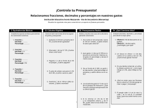 Hoja de Trabajo: Fracciones, Decimales, Porcentajes y Presupuestos