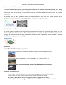 Exposici&oacute;n sobre plantas de generaci&oacute;n fotovoltaica