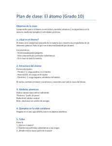 Plan de clase: El &aacute;tomo (Grado 10)