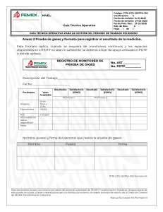 Registro de Monitoreo de Prueba de Gases - PEMEX