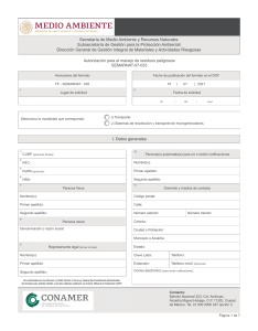 Formulario SEMARNAT-07-033: Autorizaci&oacute;n Residuos Peligrosos