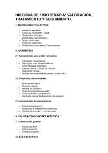 Plantilla de Historia de Fisioterapia: Evaluaci&oacute;n y Tratamiento