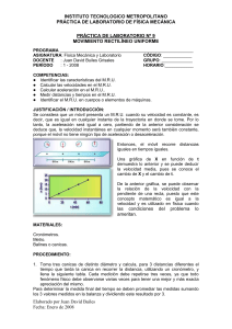 Pr&aacute;ctica de laboratorio 9: Movimiento rectil&iacute;neo uniforme