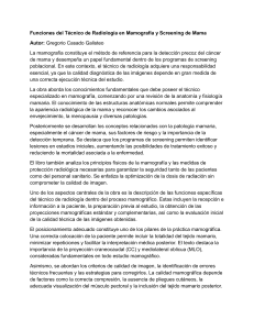 Funciones del T&eacute;cnico de Radiolog&iacute;a en Mamograf&iacute;a y Screening de Mama